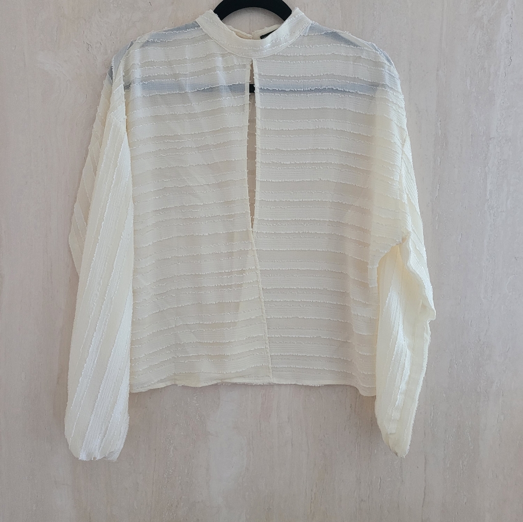 Shein Elegant Cream Women's Top Balloon Sleeves